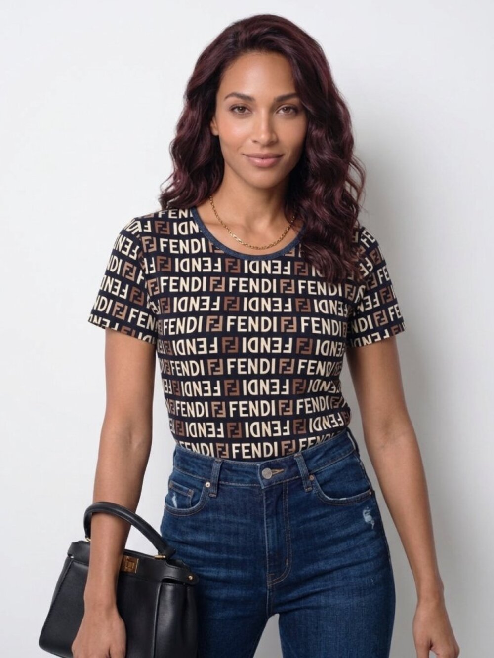 Fendi vintage zucca monogram womenās short sleeve shirt M